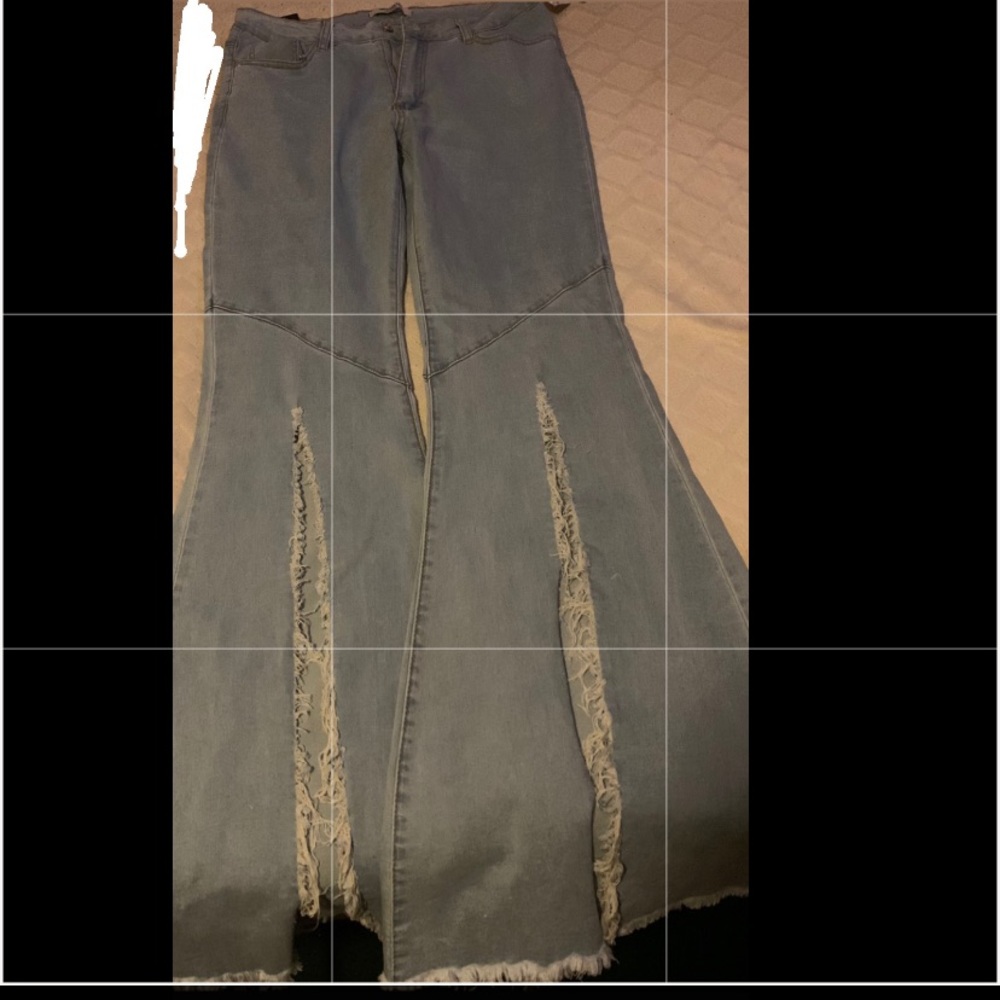 Bell bottom jeans .